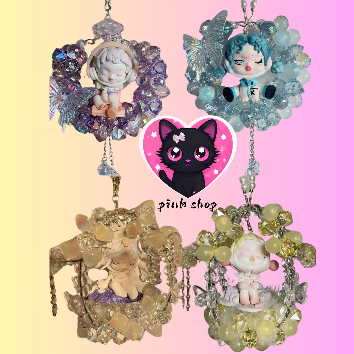 （blind bag）Handmade Crystal Guardian Charms – Enchanting Car &amp; Bag Accessories