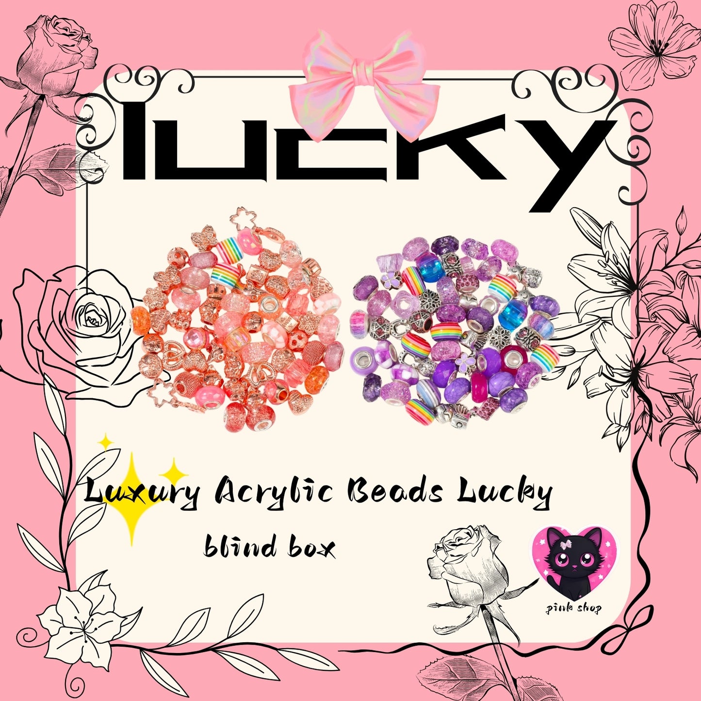 Luxury Acrylic Beads Lucky Bags for DIY- TikTok Live Opening (You can open the gashapon machine by drawing a gashapon coin)